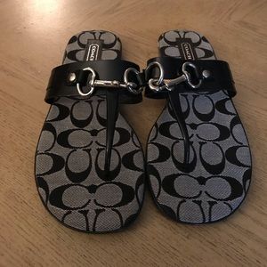 Coach Rikki Jelly Sandals Monogram Print Sz 9.5